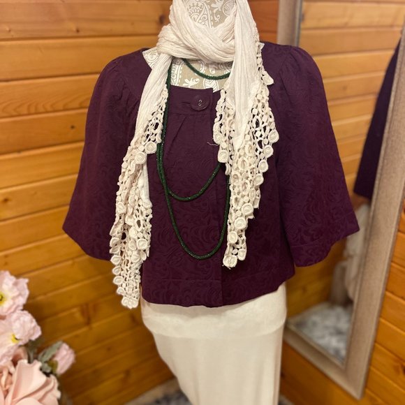 Apt 9 Cropped Jacket Size Large in plum. - Picture 2 of 7